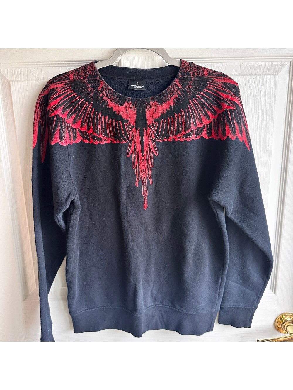 Marcelo Burlon County of Milan Black Sweatshirt with Red Wing Design XS